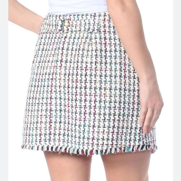Leyden Tweed Mini Skirt With Fringe White and Black School Girl Academia Size L - Picture 14 of 15